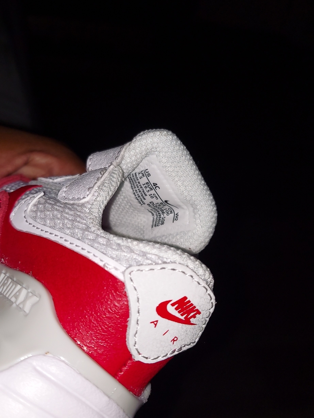 Nike Kids White and Red Velcro Air Max Sneakers - Picture 4 of 5